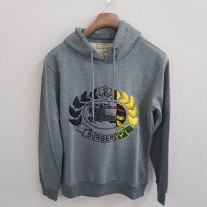 Burberry Logo Embroidered Gray Hoodie